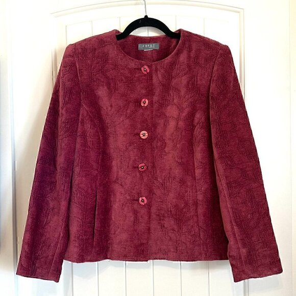 Koret Jackets & Blazers - VINTAGE 90s Koret deep pink velvet blazer jacket buttons women's 8 petite
